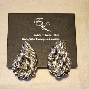 NWT E&L Sterling Silver Electroform Statement Earrings - Sculptural Teardrop